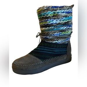 Toms Nepal Women’s Knit Moccasin Boots Size 7